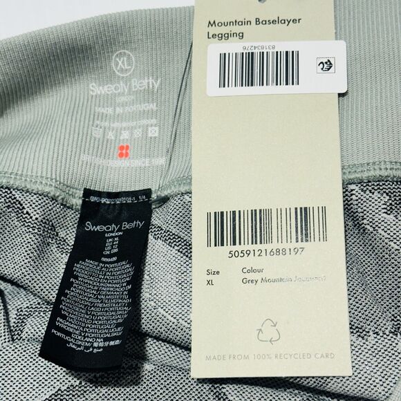 Sweaty Betty Mountain Base Layer Leggings Women's XL Gray Camo Jacquard Knit NWT - Picture 12 of 13